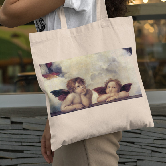 Renaissance Angel Baby Cherubs Tote Bag - Picture 1 of 5